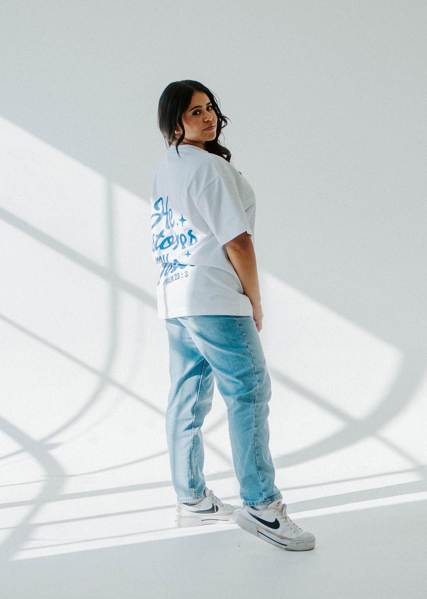 HE RESTORES MY SOUL TEE IN WHITE