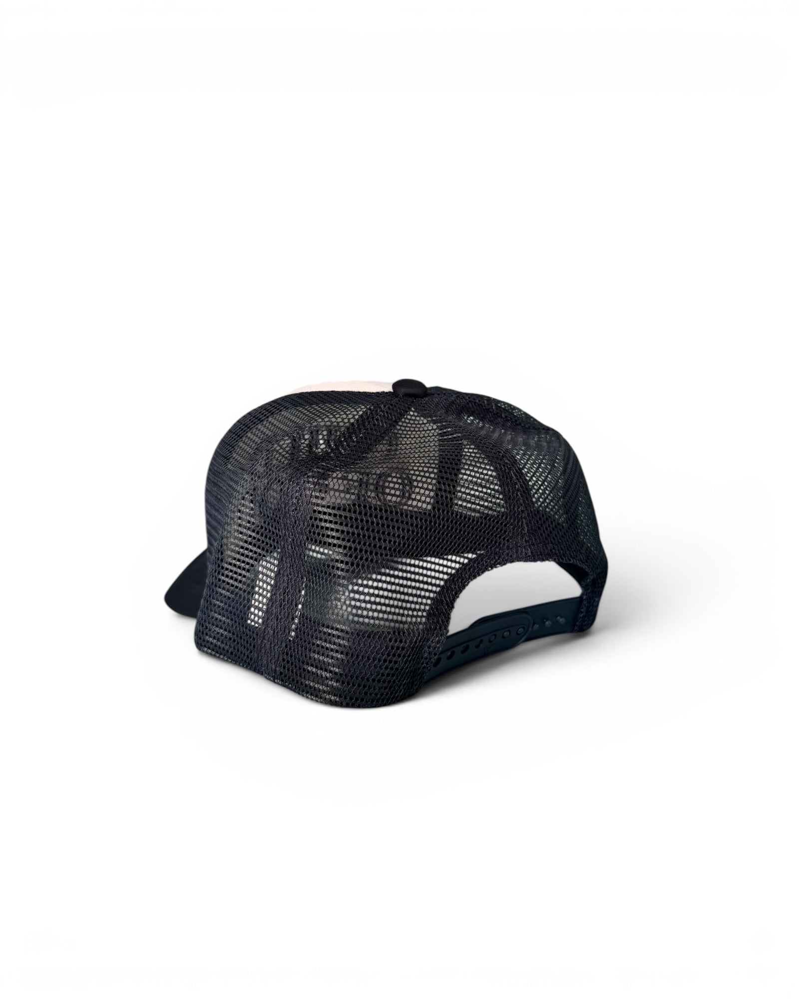 Black mesh cap on a white background